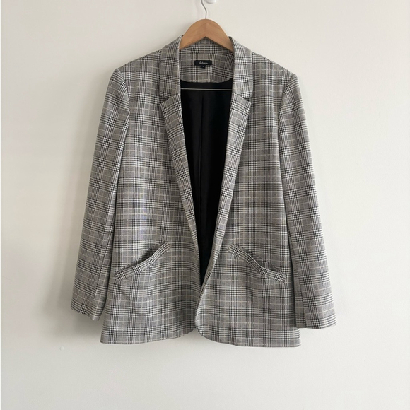Reitmans Black and White Houndstooth Open Front Blazer - Picture 2 of 10